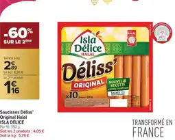Carrefour Contact ISLA DÉLICE Saucisses Déliss Original Halal offre