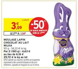 Intermarché Hyper MOULAGE LAPIN CHOCOLAT AU LAIT MILKA offre