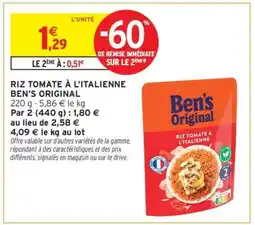 Intermarché Hyper RIZ TOMATE À L'ITALIENNE BEN'S ORIGINAL offre