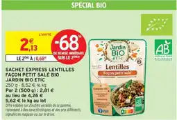 Intermarché Hyper Sachet Express Lentilles Façon Petit Salé Bio offre