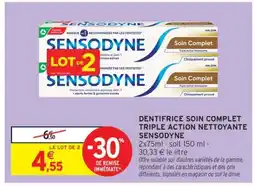 Intermarché Hyper SENSODYNE DENTIFRICE SOIN COMPLET TRIPLE ACTION NETTOYANTE offre