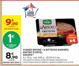 Intermarché VIANDE BOVINE : 4 BIFTECKS MARINÉS MAÎTRE D'HÔTEL offre