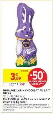 Intermarché MOULAGE LAPIN CHOCOLAT AU LAIT MILKA offre