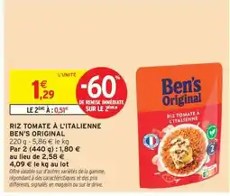 Intermarché RIZ TOMATE À L'ITALIENNE BEN'S ORIGINAL offre