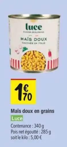 Les Comptoirs de la Bio LUCE Maïs doux en grains offre