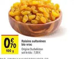 Les Comptoirs de la Bio Raisins sultanines bio vrac offre