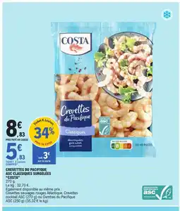 E.Leclerc COSTA Crevettes du pacifique asc classiques surgelées offre