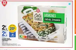 E.Leclerc CÔTÉ TABLE Lasagnes chèvre épinards surgelées offre