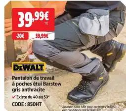 Screwfix Dewalt pantalon de travail à poches étui barstow gris anthracite offre