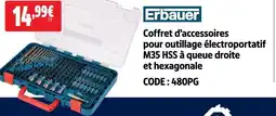 Screwfix Erbauer coffret d'accessoires pour outillage électroportatif m35 hss à queue droite et hexagonale offre