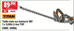 Screwfix Titan taille-haie sur batterie 18v 1 x 5,0ah li-ion txp offre