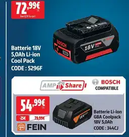 Screwfix Bosch batterie 18v 5,0ah li-ion cool pack offre