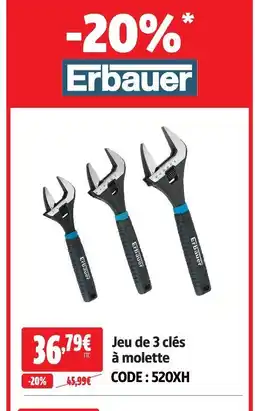 Screwfix Erbauer jeu de 3 clés à molette offre