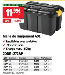 Screwfix Malle de rangement 49l offre