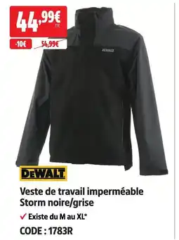 Screwfix Dewalt veste de travail imperméable storm noire/grise offre
