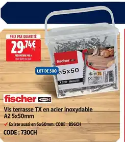 Screwfix Fischer vis terrasse tx en acier inoxydable a2 5x50mm offre