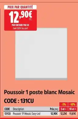 Screwfix Poussoir 1 poste blanc mosaic offre