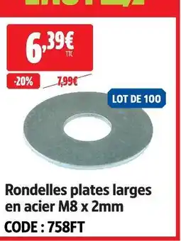 Screwfix Rondelles plates larges en acier m8 x 2mm offre