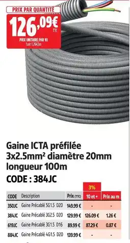 Screwfix Gaine icta préfilée 3x2.5mm² diamètre 20mm longueur 100m offre