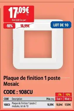 Screwfix Plaque de finition 1 poste mosaic offre