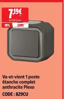 Screwfix Va-et-vient 1 poste étanche complet anthracite plexo offre