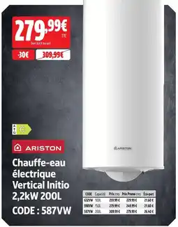 Screwfix Ariston chauffe-eau électrique vertical initio offre