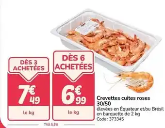 Crevettes cuites roses 30/50