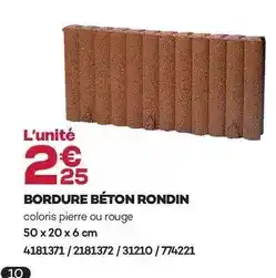 Gedimat Bordure béton rondin offre