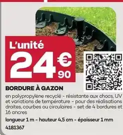 Gedimat Bordure à gazon offre