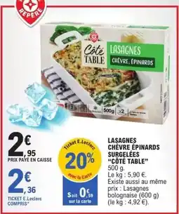 E.Leclerc Lasagnes chèvre épinards surgelées offre