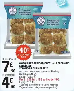 E.Leclerc 6 coquilles saint-jacques à la bretonne surgelées offre