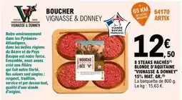 E.Leclerc Boucher - 8 steaks haches blonde d'aquitaine vignasse & donney 15% mat. gr offre