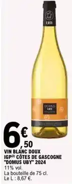E.Leclerc Uby - vin blanc doux igp cotes de gascogne domus bug 2024 offre