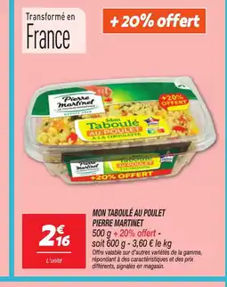 Netto PIERRE MARTINET Mon taboulé au poulet offre