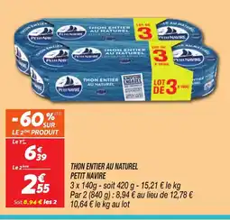 Netto PETIT NAVIRE Thon entier au naturel offre