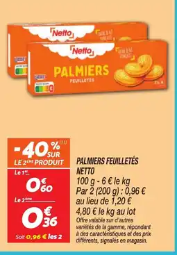 Netto NETTO Palmiers feuilletés offre