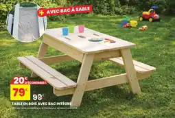 Stokomani Table en bois avec bac intégré offre