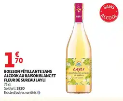 Auchan Supermarché LAYLI Boisson pétillante sans alcook au raison blanc et fleur de sureau offre