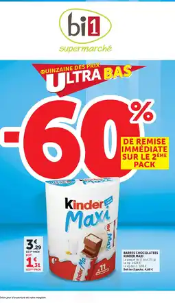 Bi1 KINDER MAXI Barres chocolatees offre