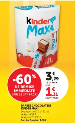 Bi1 KINDER MAXI Barres chocolatees offre