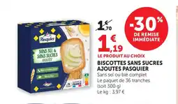 Bi1 PASQUIER Biscottes sans sucres ajoute offre