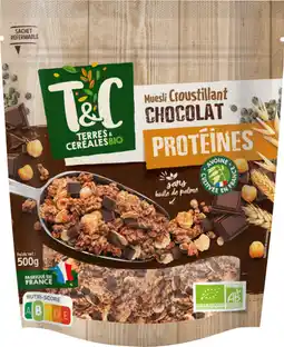 Auchan Terres et cereales muesli bio croustillant chocolat terres et céréales offre