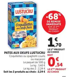 Bi1 LUSTUCRU Pates aux oeufs offre