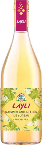Auchan Supermarché Isla delice boisson pétillante sans alcool au raisin blanc et fleur de sureau layli isla délice offre