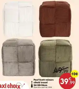Maxi Bazar Scott - pouf velours côtél offre