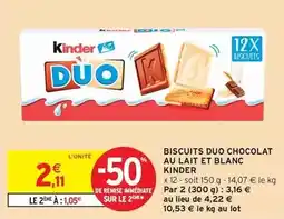 Intermarché Ferrero rocher - biscuits duo chocolat au lait et blanc kinder offre