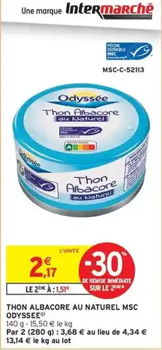 Intermarché Odyssée - thon albacore au naturel msc offre