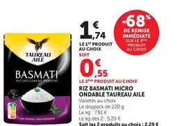 Bi1 TAUREAU AILE Riz basmati micro ondable offre