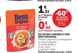 Bi1 BEN'S ORIGINAL Riz micro-ondable 2 min offre