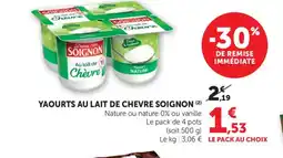 Bi1 SOIGNON Yaourts au lait de chevre offre